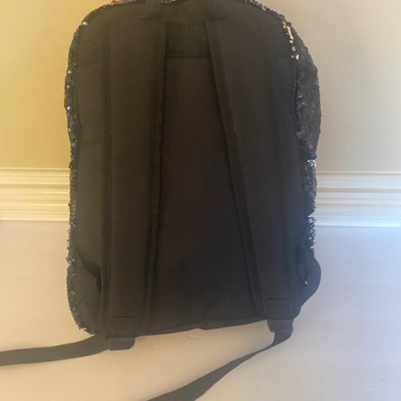 Younique Sequin Backpack Black Silver - Picture 2 of 6
